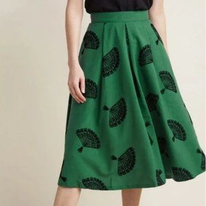 Tatyana Fan Print Retro Style Midi Skirt 0577 size 2XL